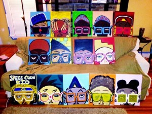 These are my very first paintings in September of 2012. They will later be know as Specs Crew. 